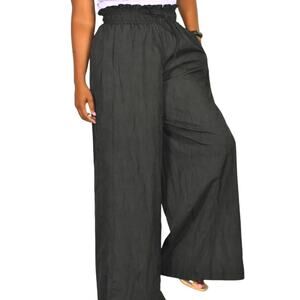 Basin Range Parachute Flare Pants Black Crinkled Wide Leg Palazzo High Waist XS